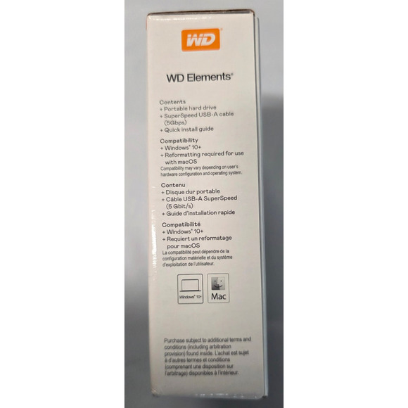 WD 1TB Elements Portable USB 3.2 Gen 1 Hard Drive HDD - WDBUZG0010BBK-WESN - Picture 3 of 5